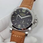Buy Online Copy Panerai Luminor 1950 PAM00537 Plaid Black Dial Frosted Yellow Leather Strap Watch